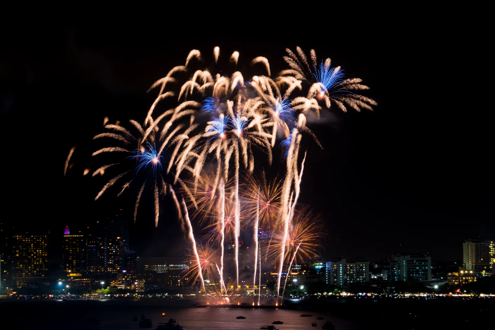 Fireworks over the water on New Year's Eve — VOYŌ sailing